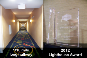 Long hallway and 2012 lighthouse award