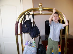 TJ Riding Luggage Cart in Room